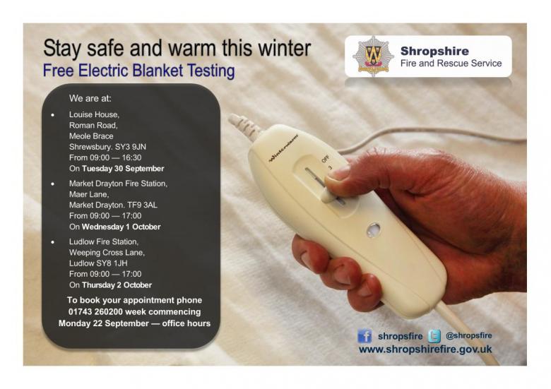 Electric blanket testing session Shropshire Fire and Rescue Service